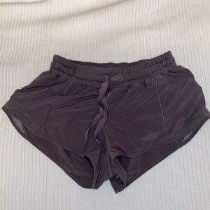 lulu lemon gray/ purple hotty hot shorts